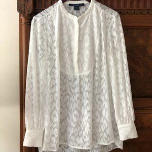 Sheer White French Connection Blouse (Size 8)